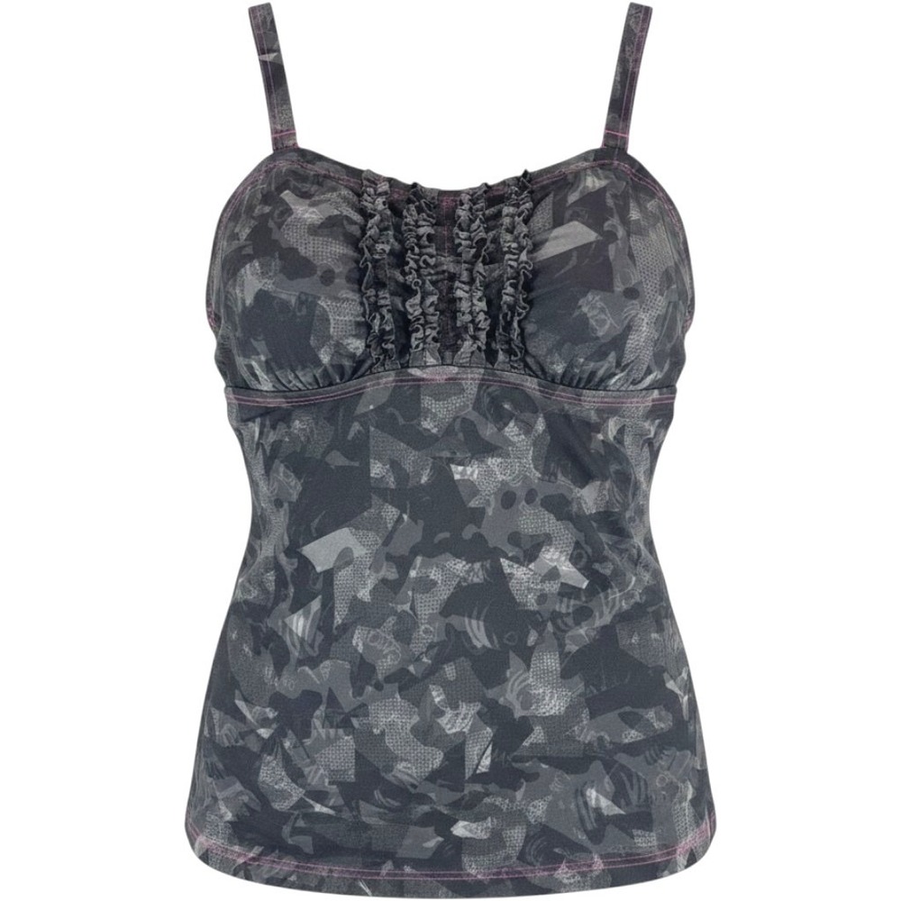 Girls With Guns Brand GWG Tankini Top Ebony Camo Pink Ruffle Swimwear Medium NWT